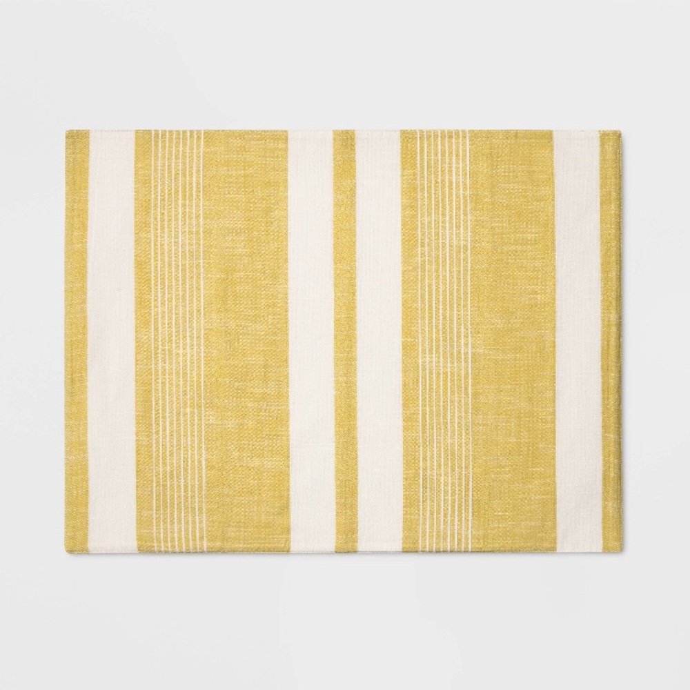 NWOT (4)Woven Stripe Placemats Yellow Project 62